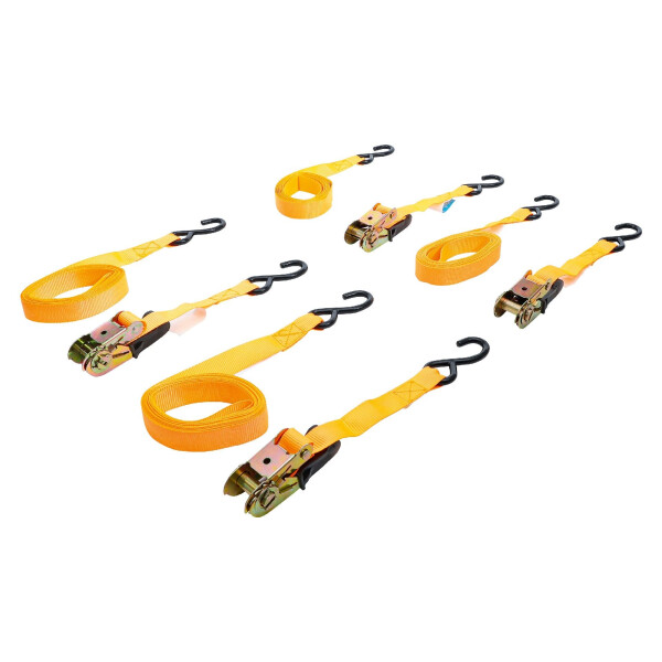 BGS Diy 6831 Knarren-Spannband-Satz | mit schweren Haken | 5 m x 25 mm | 4-tlg.