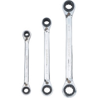 BGS Diy 6837 Ratschen-Ringschlüssel-Satz | 4-in-1 | SW 8 x 9 - 18 x 19 mm