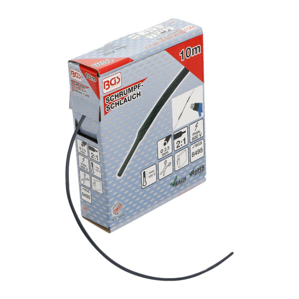 BGS 6846 Schrumpfschlauch-Box | schwarz | Ø 2,5 mm | 10 m