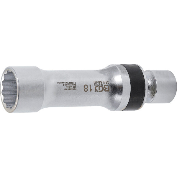 BGS 6849 Zündkerzen-Gelenkeinsatz Zwölfkant mit Haltefeder | Antrieb Innenvierkant 10 mm (3/8") | SW 18 mm