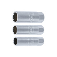 BGS 6858 Zündkerzen-Einsatz-Satz Zwölfkant | Antrieb Innenvierkant 10 mm (3/8") | SW 14 - 16 - 18 mm | 3-tlg.