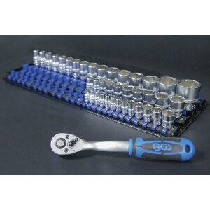 BGS 6871 Aufsteckschienen-Set für Steckschlüssel-Einsätze | mit 80 Clips | für Einsätze 6,3 mm (1/4"), 10 mm (3/8"), 12,5 mm (1/2")