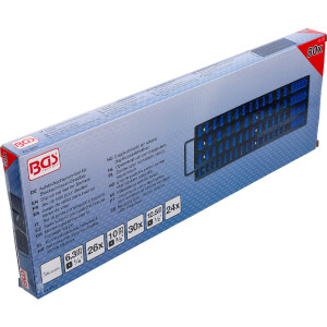 BGS 6871 Aufsteckschienen-Set für Steckschlüssel-Einsätze | mit 80 Clips | für Einsätze 6,3 mm (1/4"), 10 mm (3/8"), 12,5 mm (1/2")