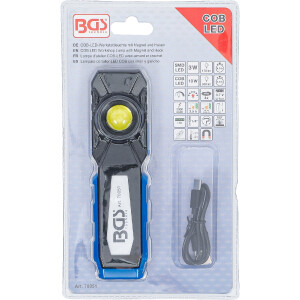 BGS 70051 COB-LED-Werkstattleuchte mit Magnet und Haken | klappbar