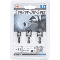 BGS Diy 70052 Senker-Bit-Satz | HSS | Antrieb 6,3 mm (1/4") | 12 - 16 - 19 mm | 3-tlg.