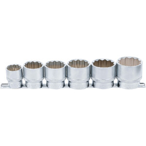 BGS 70102 Steckschlüssel-Einsatz-Satz, Zwölfkant | Antrieb Innenvierkant 12,5 mm (1/2") | SW 24 - 38 mm | 6-tlg.