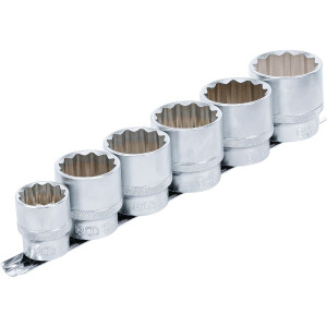 BGS 70102 Steckschlüssel-Einsatz-Satz, Zwölfkant | Antrieb Innenvierkant 12,5 mm (1/2") | SW 24 - 38 mm | 6-tlg.
