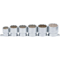 BGS 70102 Steckschlüssel-Einsatz-Satz, Zwölfkant | Antrieb Innenvierkant 12,5 mm (1/2") | SW 24 - 38 mm | 6-tlg.