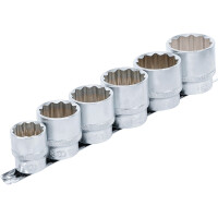 BGS 70102 Steckschlüssel-Einsatz-Satz, Zwölfkant | Antrieb Innenvierkant 12,5 mm (1/2") | SW 24 - 38 mm | 6-tlg.