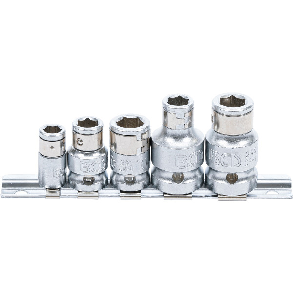 BGS 70103 Bit-Adapter-Satz mit Haltekugel | Innenvierkant 6,3 mm (1/4") / 10 mm (3/8") / 12,5 mm (1/2") | 5-tlg.
