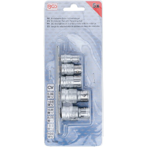 BGS 70103 Bit-Adapter-Satz mit Haltekugel | Innenvierkant 6,3 mm (1/4") / 10 mm (3/8") / 12,5 mm (1/2") | 5-tlg.