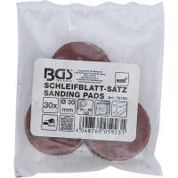 BGS 70193 Schleifblatt-Satz für Exzenterschleifer | Ø 30 mm | K 60 - 80 - 120 | 30-tlg.