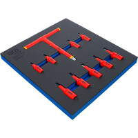 BGS 70216 Werkstattwageneinlage 2/3: VDE-Bit-Einsatz-Satz | Antrieb Innenvierkant 10 mm (3/8") / 12,5 mm (1/2") | Innensechskant 4 - 10 mm | 10-tlg.