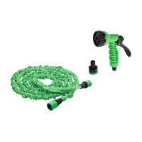BGS Diy 70903 Wasserschlauch | Textil | flexibel | mit Garten-Handbrause mit 7 Funktionen | 3 - 10 m
