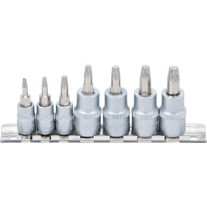 BGS 7098 Schraubenausdreher-Bit-Einsatz-Satz | Antrieb Innenvierkant 6,3 mm (1/4") / 10 mm (3/8") | für defektes T-Profil (für Torx) | T10 - T40 | 7-tlg.
