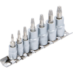 BGS 7098 Schraubenausdreher-Bit-Einsatz-Satz | Antrieb Innenvierkant 6,3 mm (1/4") / 10 mm (3/8") | für defektes T-Profil (für Torx) | T10 - T40 | 7-tlg.