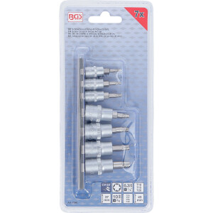 BGS 7098 Schraubenausdreher-Bit-Einsatz-Satz | Antrieb Innenvierkant 6,3 mm (1/4") / 10 mm (3/8") | für defektes T-Profil (für Torx) | T10 - T40 | 7-tlg.