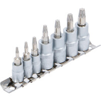 BGS 7098 Schraubenausdreher-Bit-Einsatz-Satz | Antrieb Innenvierkant 6,3 mm (1/4") / 10 mm (3/8") | für defektes T-Profil (für Torx) | T10 - T40 | 7-tlg.