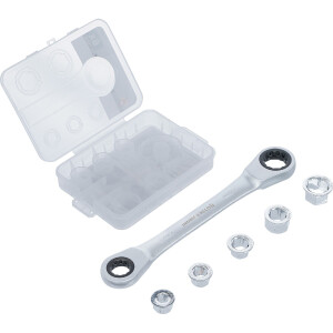 BGS Diy 71016 Ratschen-Ringschlüssel mit Adaptersatz...