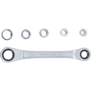 BGS Diy 71016 Ratschen-Ringschlüssel mit Adaptersatz | SW 8 - 19 mm | 6-tlg.