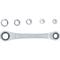 BGS Diy 71016 Ratschen-Ringschlüssel mit Adaptersatz | SW 8 - 19 mm | 6-tlg.