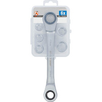 BGS Diy 71016 Ratschen-Ringschlüssel mit Adaptersatz | SW 8 - 19 mm | 6-tlg.