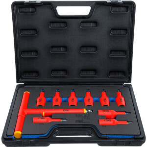 BGS 7131 VDE-Bit-Einsatz-Satz | Antrieb Innenvierkant 12,5 mm (1/2") | T-Profil (für Torx) T20 - T55 | 10-tlg.