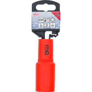 BGS 72072 VDE-Steckschlüssel-Einsatz Sechskant | Antrieb Innenvierkant 12,5 mm (1/2") | SW 22 mm