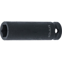 BGS 7215 Kraft-Steckschlüssel-Einsatz Sechskant, tief | Antrieb Innenvierkant 12,5 mm (1/2") | SW 15 mm