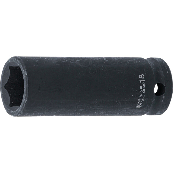 BGS 7218 Kraft-Steckschlüssel-Einsatz Sechskant, tief | Antrieb Innenvierkant 12,5 mm (1/2") | SW 18 mm