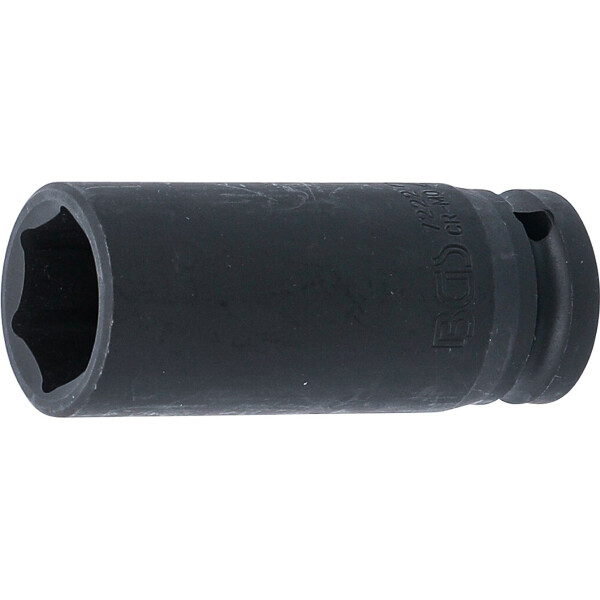 BGS 7222 Kraft-Steckschlüssel-Einsatz Sechskant, tief | Antrieb Innenvierkant 12,5 mm (1/2") | SW 22 mm