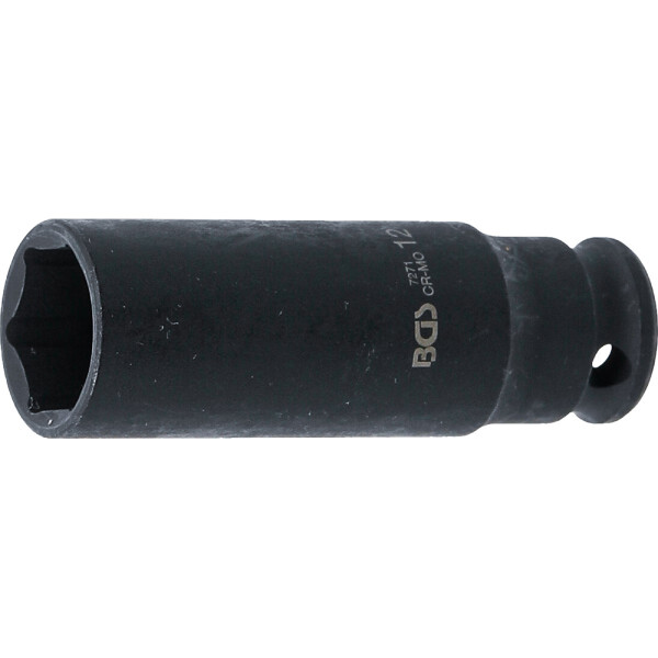 BGS 7271 Kraft-Steckschlüssel-Einsatz Sechskant, tief | Antrieb Innenvierkant 6,3 mm (1/4") | SW 12 mm