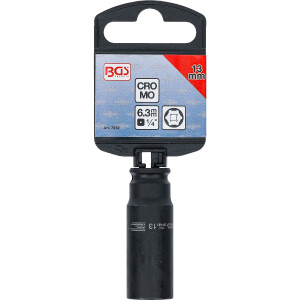 BGS 7272 Kraft-Steckschlüssel-Einsatz Sechskant, tief | Antrieb Innenvierkant 6,3 mm (1/4") | SW 13 mm