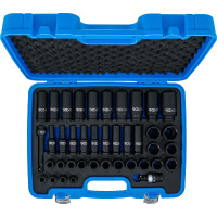 BGS 7280 Kraft-Steckschlüssel-Einsatz-Satz Sechskant | Antrieb Innenvierkant 12,5 mm (1/2") | SW 9 - 30 mm | 40-tlg.