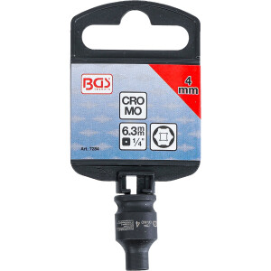 BGS 7284 Kraft-Steckschlüssel-Einsatz Sechskant | Antrieb Innenvierkant 6,3 mm (1/4") | SW 4 mm