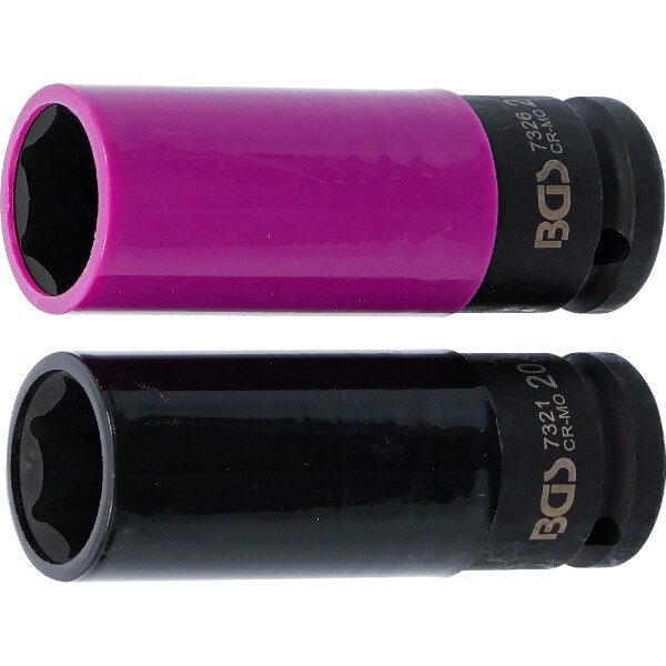 BGS 7329 Kraft-Schoneinsatz-Satz | Antrieb Innenvierkant 12,5 mm (1/2") | 20,5 + 21,5 mm | 2-tlg.
