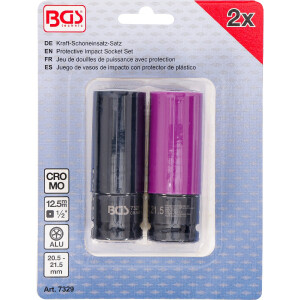 BGS 7329 Kraft-Schoneinsatz-Satz | Antrieb Innenvierkant 12,5 mm (1/2") | 20,5 + 21,5 mm | 2-tlg.