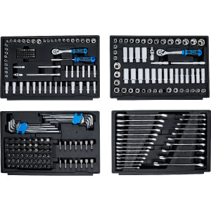 BGS 74000 Steckschlüssel-Satz Sechskant | Antrieb 6,3 mm (1/4") / 10 mm (3/8") / 12,5 mm (1/2") | Metrisch und Zollgrößen | 300-tlg.
