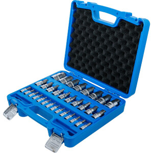 BGS 74258 Bit-Einsatz-Satz | Antrieb Innenvierkant 6,3 mm (1/4") / 10 mm (3/8") / 12,5 mm (1/2") | Innensechskant 2 - 19 mm / 1/4 - 9/16" | Metrisch und Zollgrößen | 32-tlg.