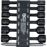 BGS 74423 Steckschlüssel-Einsatz-Satz Sechskant | Antrieb Außensechskant 6,3 mm (1/4") | für Bohrmaschinen | SW 1/4 - 1/2", 6 - 13 mm | 14-tlg.