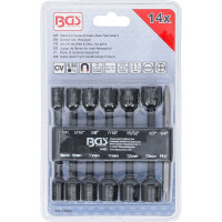 BGS 74423 Steckschlüssel-Einsatz-Satz Sechskant | Antrieb Außensechskant 6,3 mm (1/4") | für Bohrmaschinen | SW 1/4 - 1/2", 6 - 13 mm | 14-tlg.