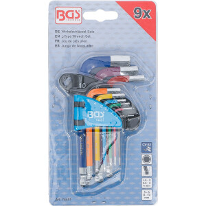 BGS 74451 Winkelschlüssel-Satz | Multicolour | kurz | Innensechskant, Innensechskant mit Kugelkopf 1,5 - 10 mm | 9-tlg.