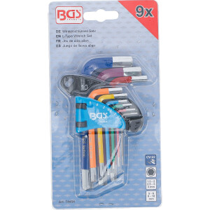 BGS 74454 Winkelschlüssel-Satz | Multicolour | kurz | Innensechskant 1,5 - 10 mm | 9-tlg.