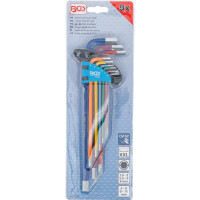 BGS 74456 Winkelschlüssel-Satz | Multicolour | extra lang | Innensechskant 1,5 - 10 mm | 9-tlg.