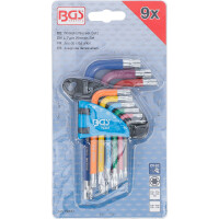 BGS 74457 Winkelschlüssel-Satz | Multicolour | kurz | T-Profil (für Torx) T10 - T50 | 9-tlg.