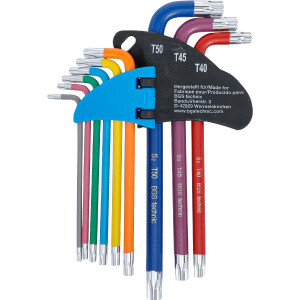 BGS 74458 Winkelschlüssel-Satz | Multicolour | T-Profil (für Torx) T10 - T50 | 9-tlg.