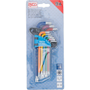 BGS 74458 Winkelschlüssel-Satz | Multicolour | T-Profil (für Torx) T10 - T50 | 9-tlg.