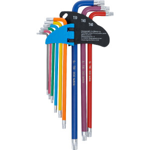 BGS 74459 Winkelschlüssel-Satz | Multicolour | extra lang | T-Profil (für Torx) T10 - T50 | 9-tlg.