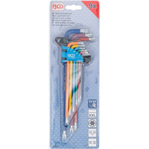 BGS 74459 Winkelschlüssel-Satz | Multicolour | extra lang | T-Profil (für Torx) T10 - T50 | 9-tlg.