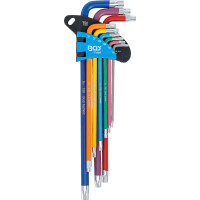 BGS 74459 Winkelschlüssel-Satz | Multicolour | extra lang | T-Profil (für Torx) T10 - T50 | 9-tlg.